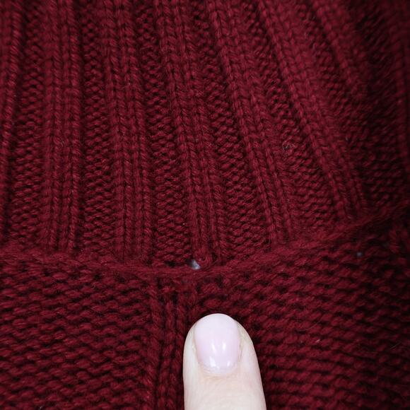 Loro Piana 100% Baby Cashmere Chunky Knit Bordeaux Red Cardigan Size 46 Flawed - Picture 7 of 12